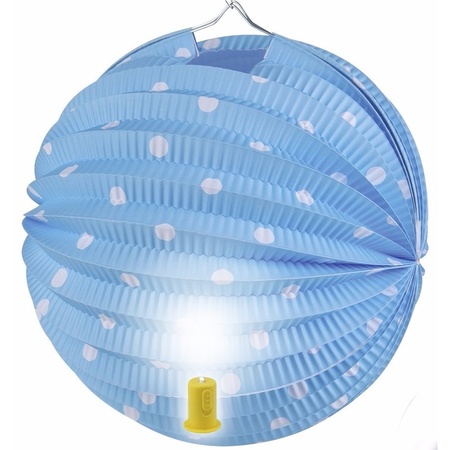 Blue paper lantern with white dots 20 cm