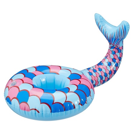 Blue inflatable drinks holdermermaid tail 28 cm