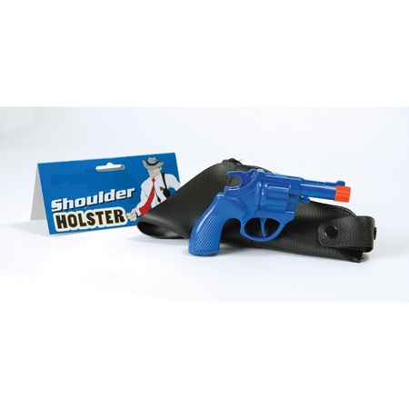 Blue revolver with shoulder holster 16 cm