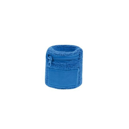Blue wrist sweatband with zipper