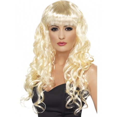 Blond long curly ladies wig