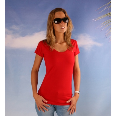 Dames shirt rood van gekamd katoen
