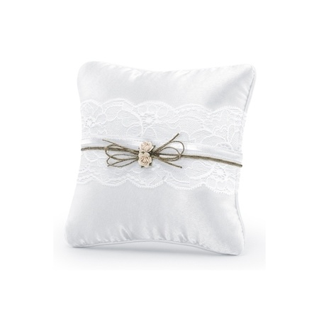 Wedding rings pillow with pink roses