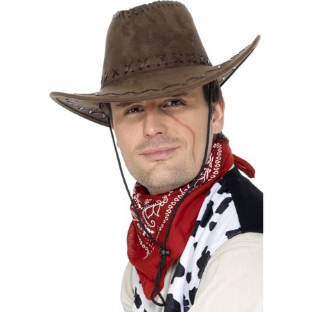 Brown cowboy hat suede look
