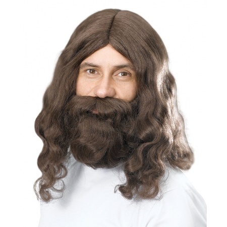 Brown wig and beard jesus