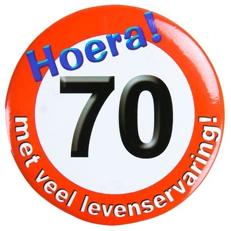 Button 70th birthday with Dutch text
