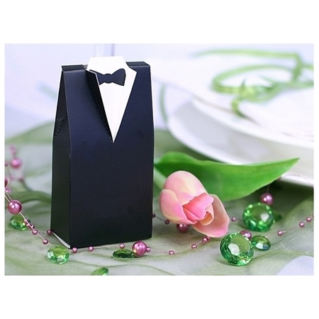 Gift boxes Groom - Wedding favour - 10x pieces - black/white - 7 x 9 cm