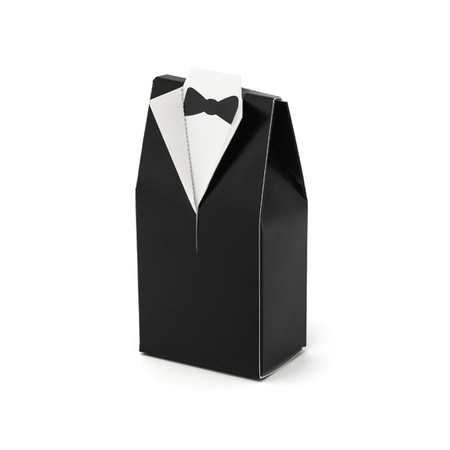 Cadeaudoosjes Bruidegom - Bruiloft bedankje - 10x stuks - zwart/wit - 7 x 9 cm