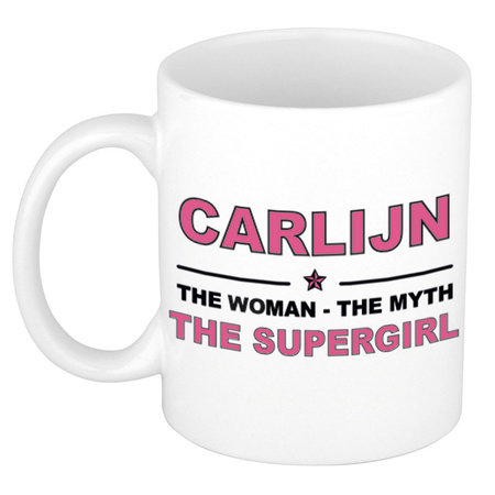 Carlijn The woman, The myth the supergirl collega kado mokken/bekers 300 ml