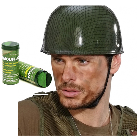 Carnaval soldiers helmet - and camouflage grime - for adults