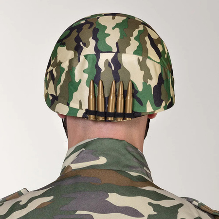Carnaval verkleed set Army/Leger soldaten helm - camouflage schmink stift - machinegeweer