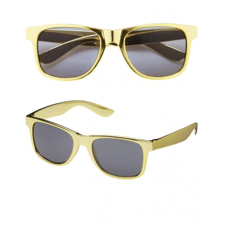 Carnaval verkleed zonnebril/party bril met goud kleurig montuur