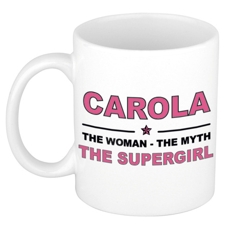 Carola The woman, The myth the supergirl collega kado mokken/bekers 300 ml