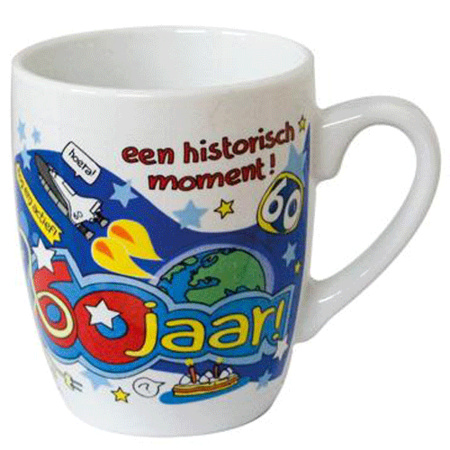 Cartoon mug 60th birthday Dutch text