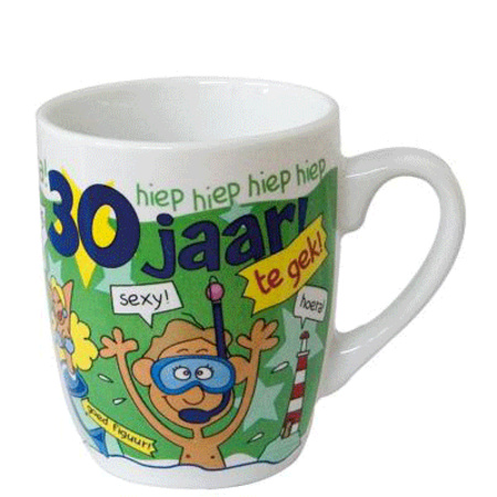 Cartoon mug 30th birthday Dutch text