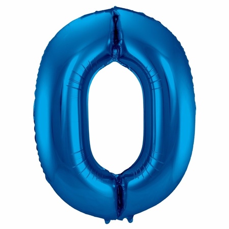 Cijfer 0 nul ballon blauw 86 cm