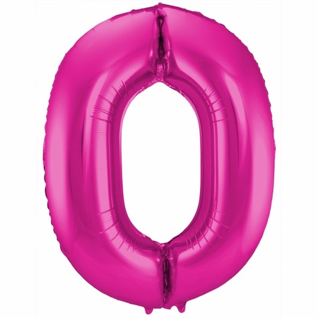 Cijfer 0 nul ballon roze 86 cm