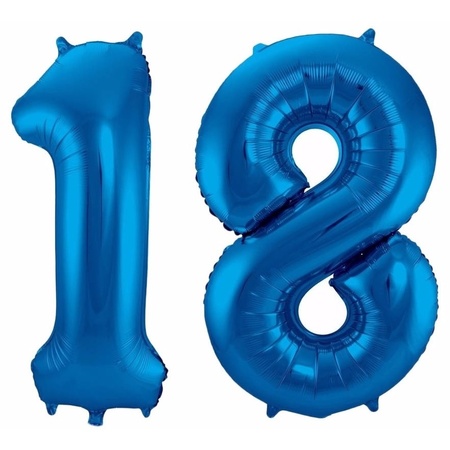 Number 18 balloon blue 86 cm
