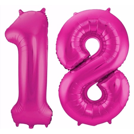 Number 18 balloon pink 86 cm