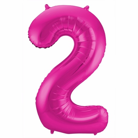 Cijfer 2 ballon roze 86 cm