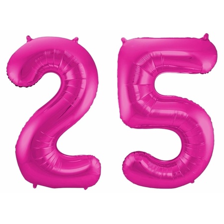 Cijfer 25 ballon roze 86 cm