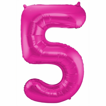 Cijfer 5 ballon roze 86 cm