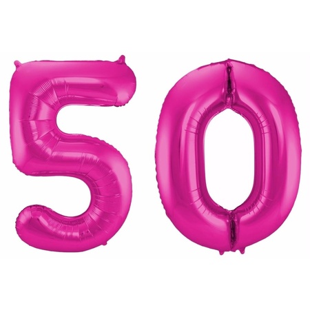 Number 50 balloon pink 86 cm