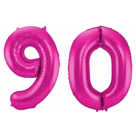 Number 90 balloon pink 86 cm