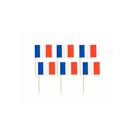 Cocktail flag picks France - 500x - red/white/blue - 8cm - French party flag picks