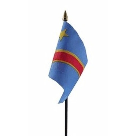 Congo mini flag on pole 10 x 15 cm