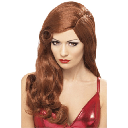 Red long ladies carnaval wig - curly