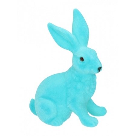 Decorative Easter bunny blue 23 cm