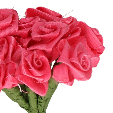 Decorative DIY flowers silk - bunch of 12 - hot pink