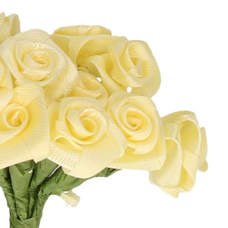 Decorative DIY flowers silk - bunch of 12 - soft yellow