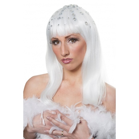 White disco wig with stones