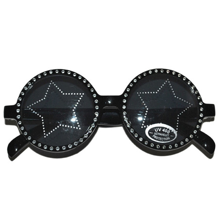Disco verkleed zonnebril zwart met ster