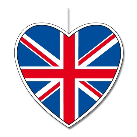Kartonnen hart met de vlag van Engeland 28 cm