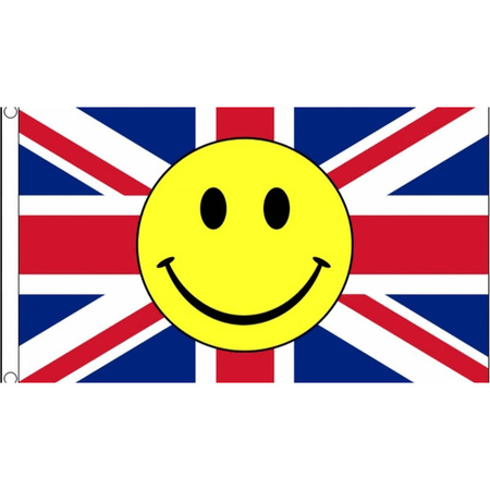 English flag with smiley 90 x 150 cm