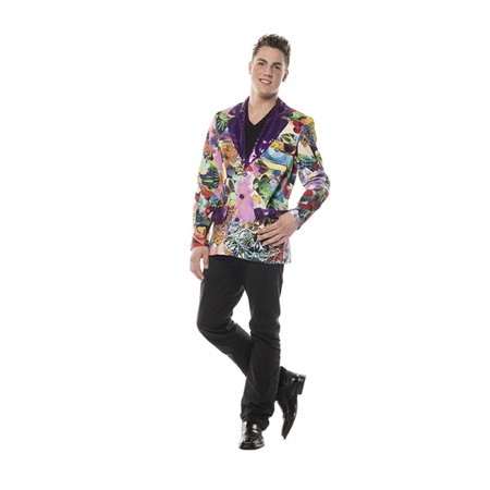 Party jacket with flower print purple