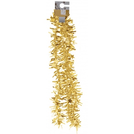 Feestversiering folieslinger goud met sterretjes 180 cm