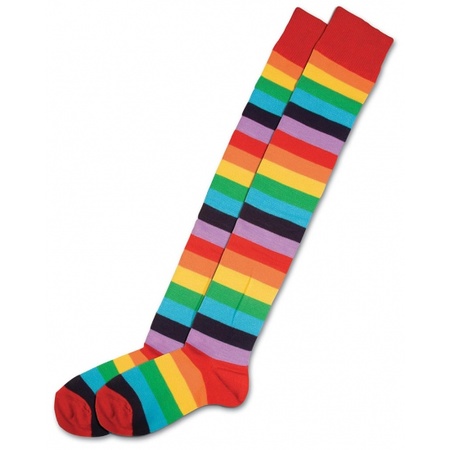 Clown socks with multi coloured stripes