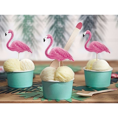 Toppers decoration flamingos 6 pieces