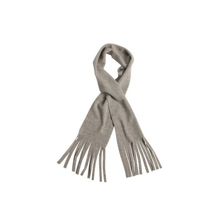 Fleece scarf with fringes light grey