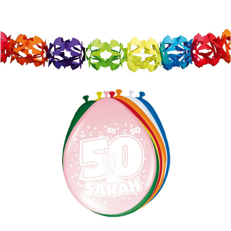 Folat Party 50e jaar Sarah verjaardag feestversiering set - Ballonnen en slingers