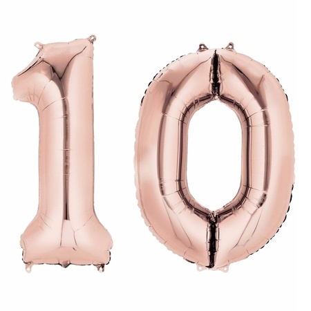10 jaar versiering cijfer ballon rose goud