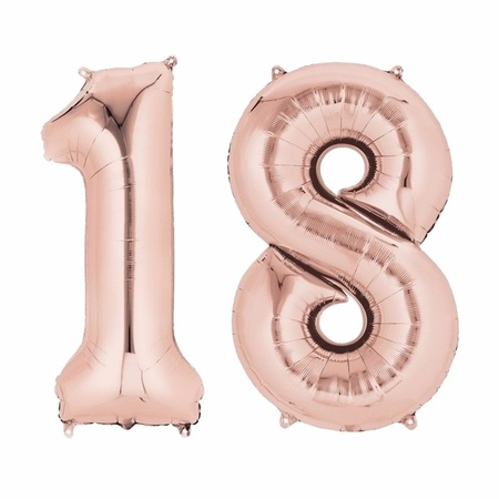 18 jaar versiering cijfer ballon rose goud