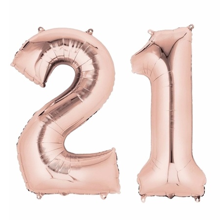 21 jaar versiering cijfer ballon rose goud