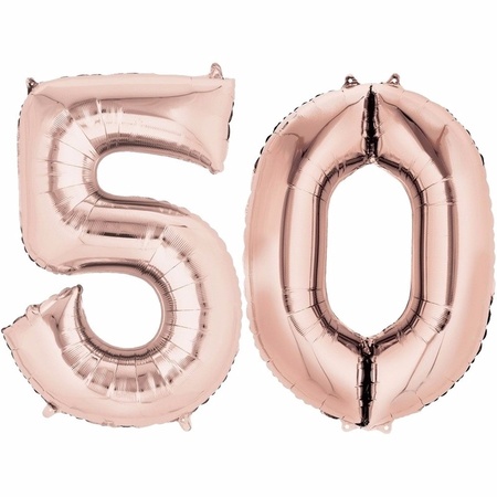 50 jaar versiering cijfer ballon rose goud