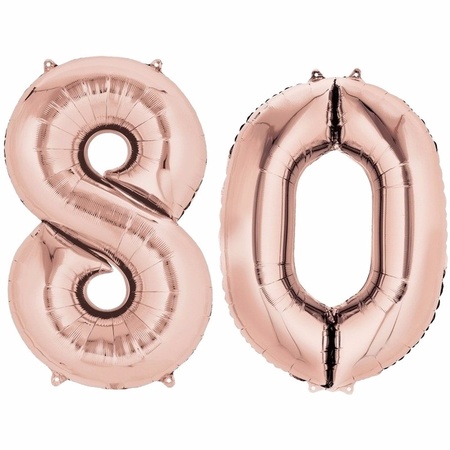 80 jaar versiering cijfer ballon rose goud