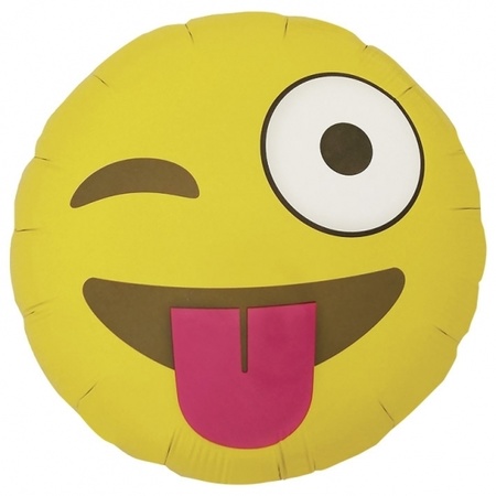 Gele emoticon folie ballon wink 46 cm